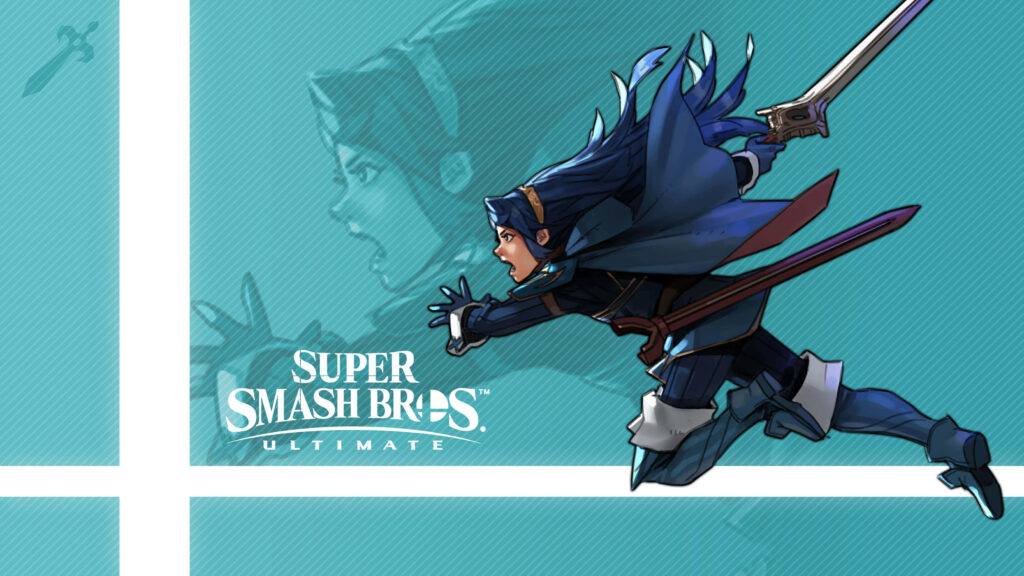 Lucina in Action: Dynamic Super Smash Bros. Ultimate Wallpaper