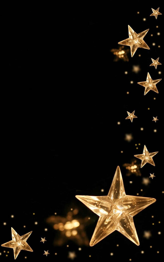Luminous 3D Stars Wallpaper: Celestial Design on Black Background
