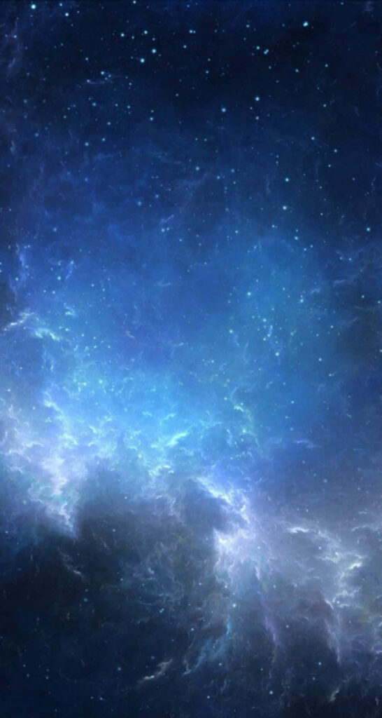 Vibrant blue nebula glowing in a starry night sky, cosmic wallpaper for space enthusiasts.
