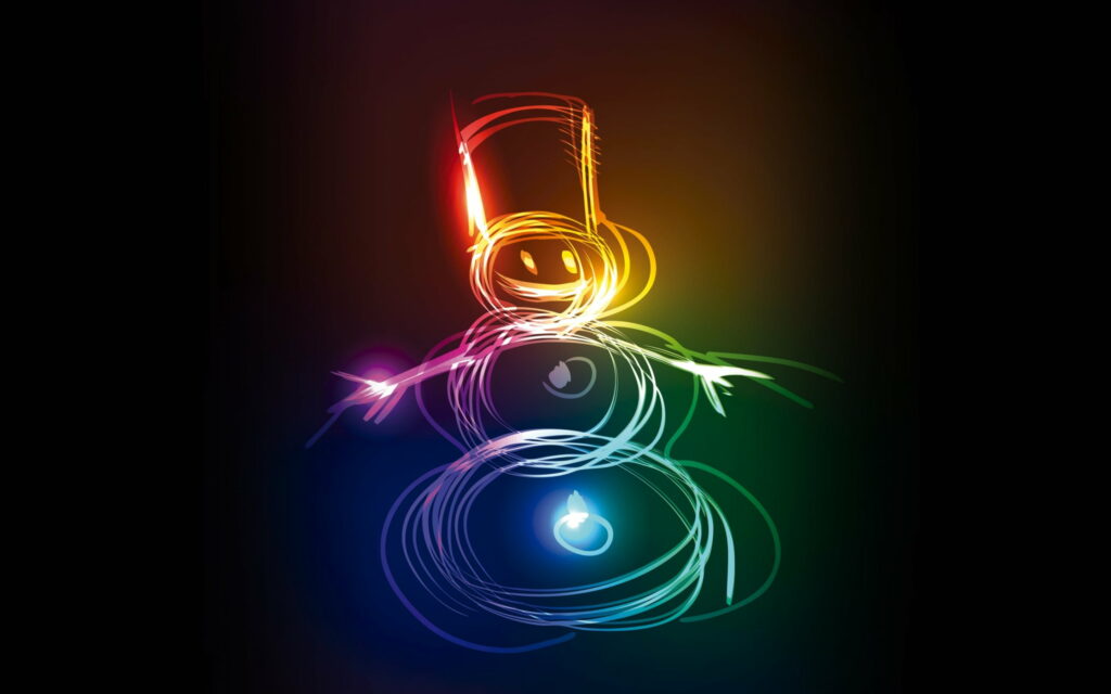 Glowing Frost: A Vibrantly Inventive Neon Snowman QHD Wallpaper