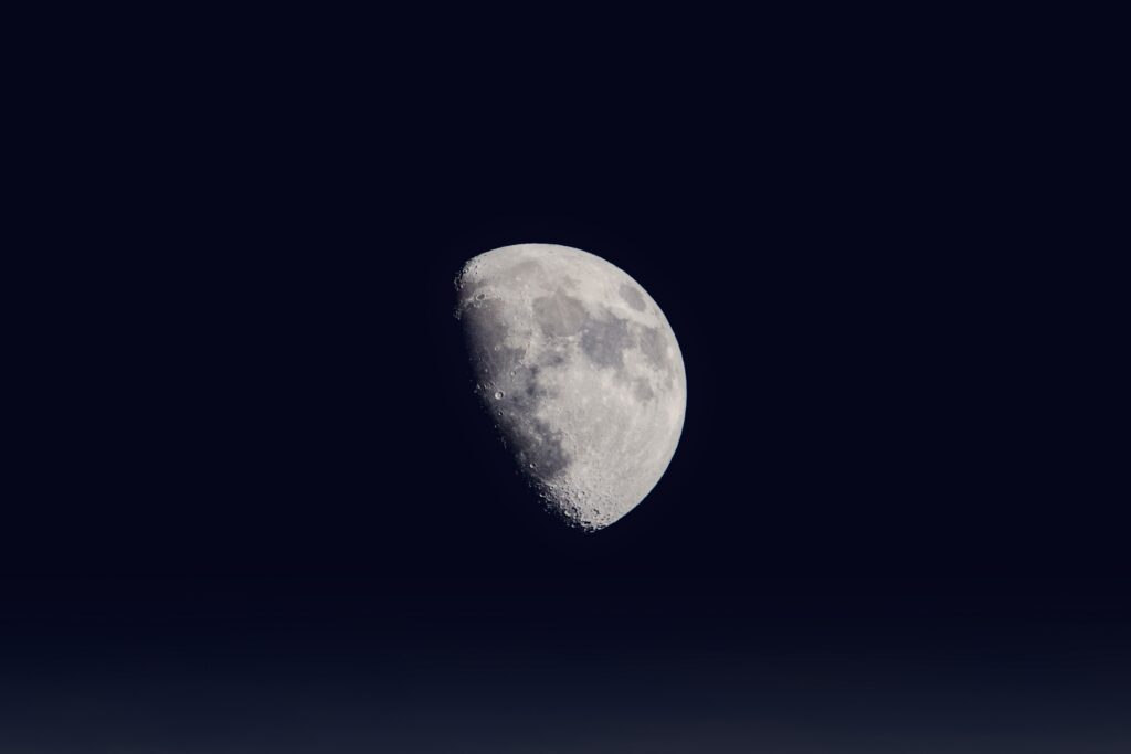 Luminous Moon Wallpaper: Serene Night Sky with Intricate Craters