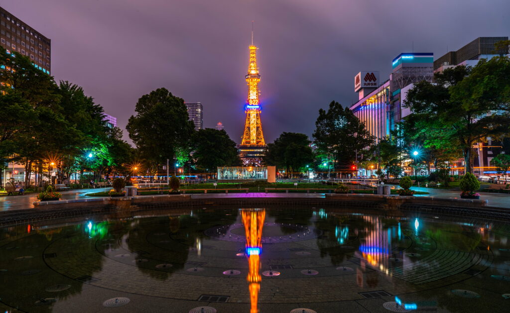 Sapporo Nightscape: A Mesmerizing HD Wallpaper of Japan's Stunning Evening Ambiance