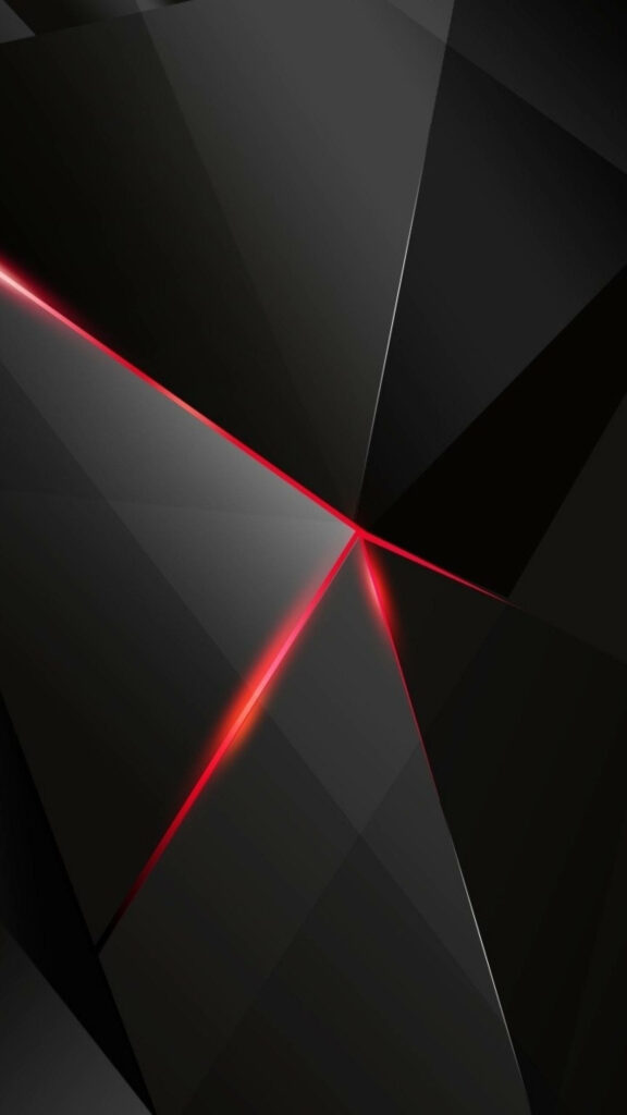 Enigmatic Illumination: Mesmerizing 3D Abstract Wallpaper with Radiant Red Lines - Striking Pure Black HD Phone Background
