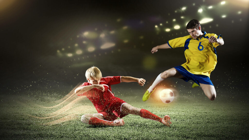 Glowing Soccer Ball Illuminates this High-Resolution 2560x1440 Background Photo Wallpaper