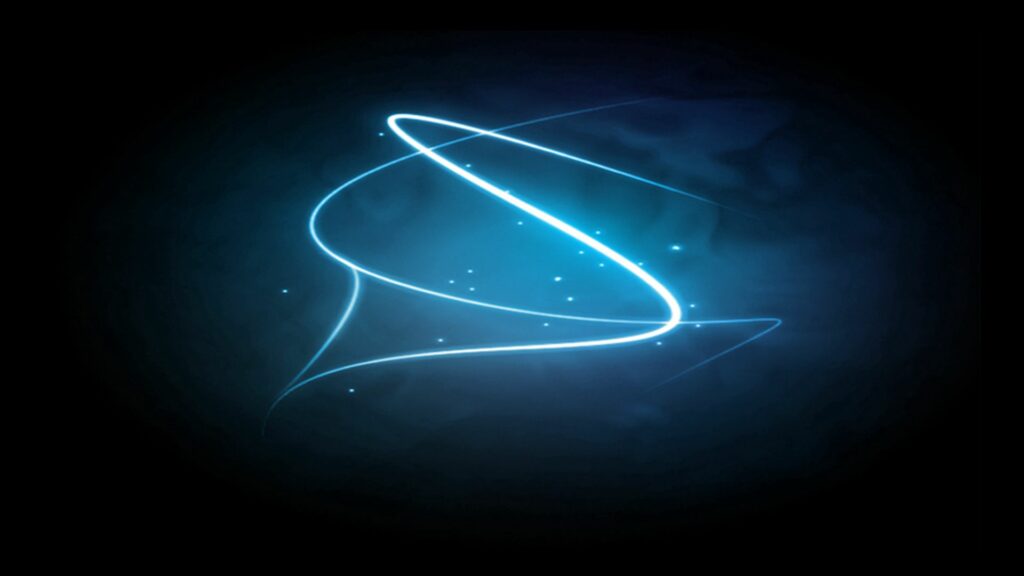 Luminous Spiral Wallpaper: Modern Design on Dark Blue Background