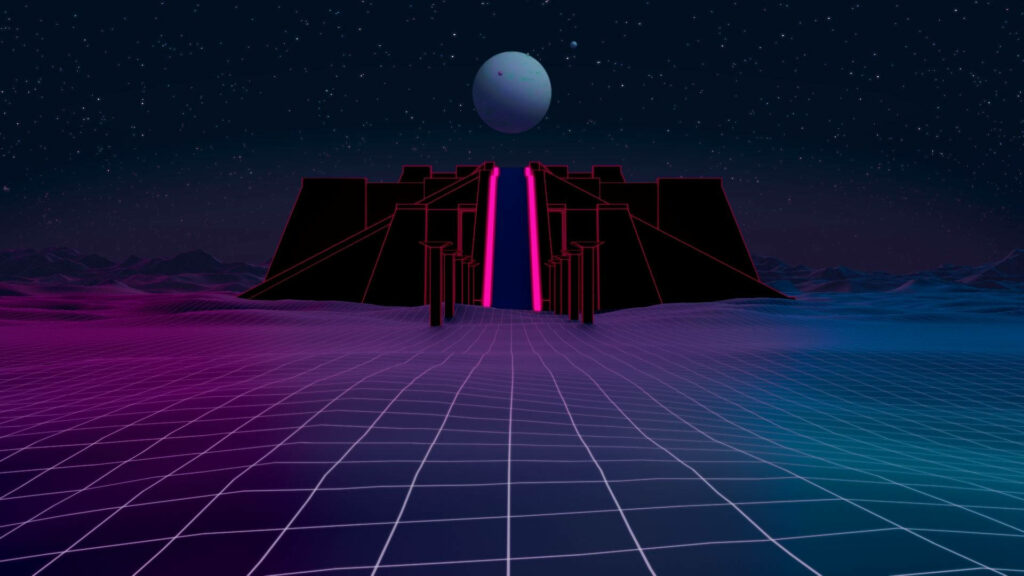 Moonlit Synthwave: An 80s-Inspired Neon Night Wallpaper