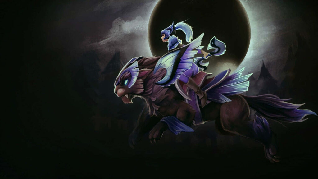 Dota 2's Luna in Blessings of the Eternal Eclipse Set: Immersive HD Wallpaper for MOBA Gaming Enthusiasts