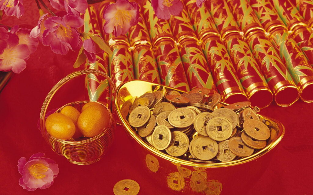 Lunar Celebrations: A Vivid and Detailed High-Definition Chinese New Year Background Wallpaper