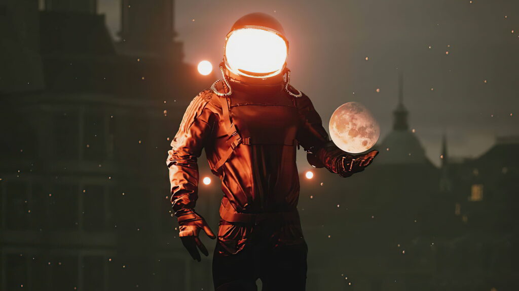 Moon Dreams Unleashed: A Celestial Artist's Digital Odyssey Wallpaper