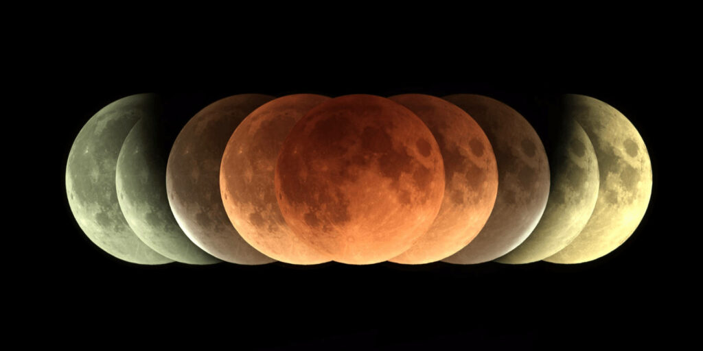 Lunar Eclipse Dynamic Wallpaper: Blood Moon Phases on Dark Background