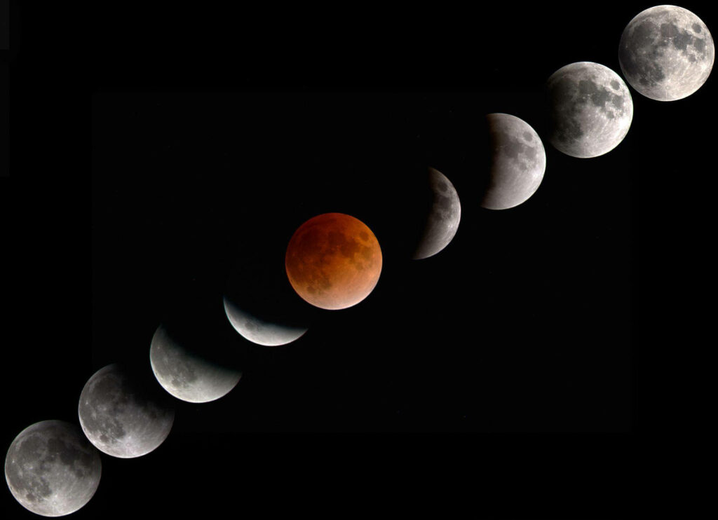 Stunning Lunar Eclipse Wallpaper: Phases from Full Moon to Blood Moon