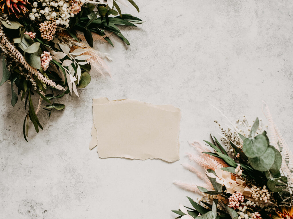 Elegant Floral Flat Lay Design for Wedding Invitation Backgrounds Wallpaper