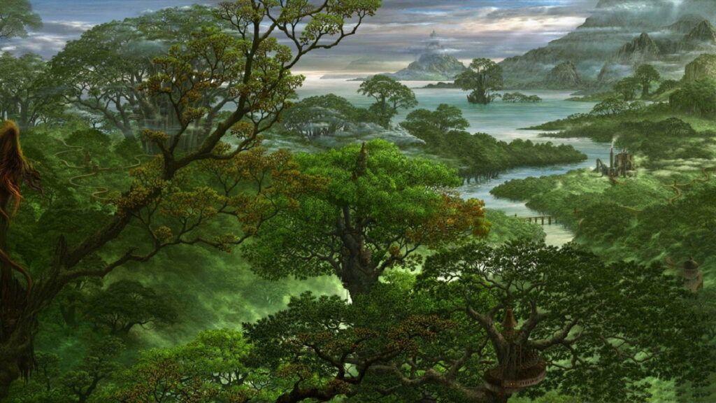 Enchanted Wilderness: A Captivating World of Fantastical Artistry Wallpaper