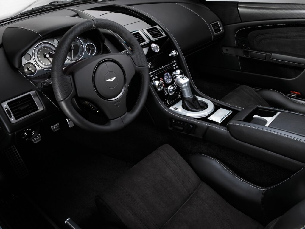 Luxurious 2008 Aston Martin DBS Interior: Sleek Black Design Wallpaper