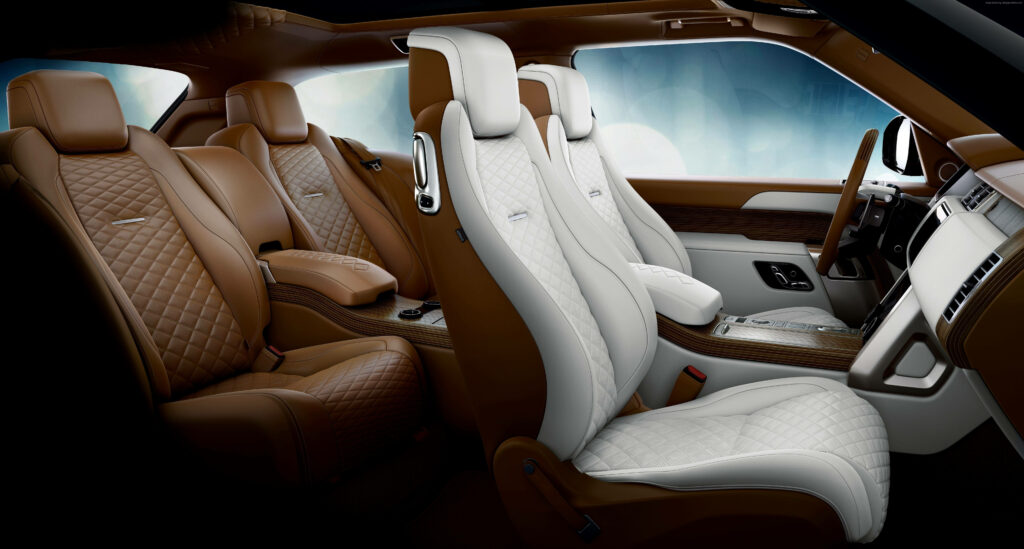 Luxurious 4K Range Rover Interior Wallpaper with Quilted Leather Design