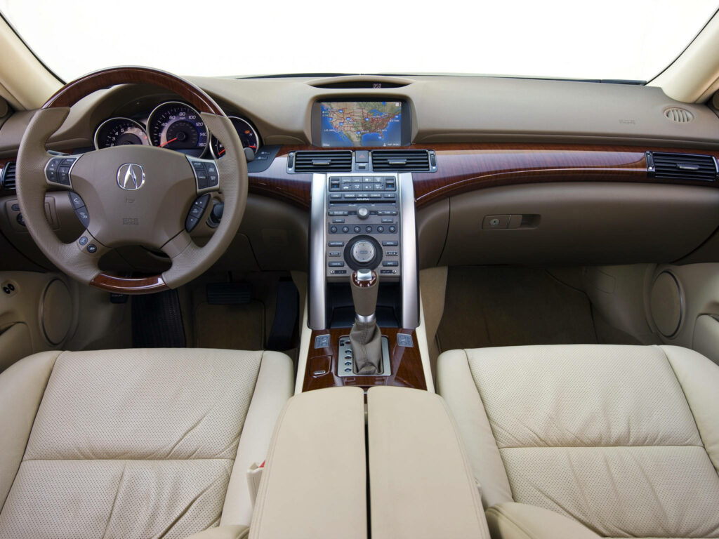 Luxurious Acura RL Beige Interior Wallpaper: Leather & Dashboard Design