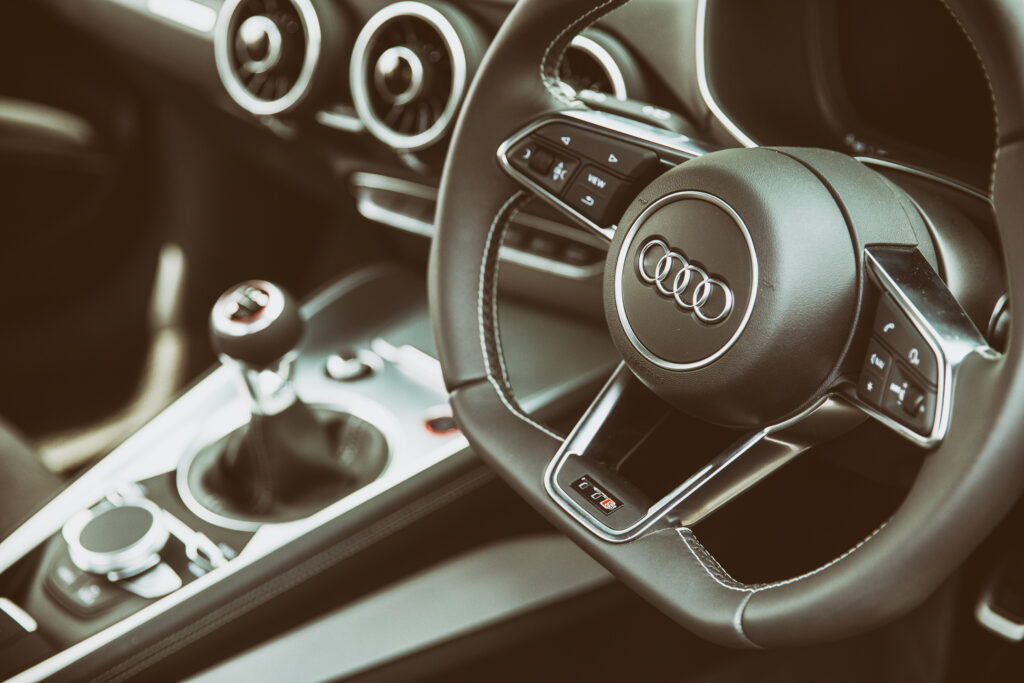 Audi TTS Interior Close-Up: Luxurious Dashboard & Steering Wheel Wallpaper