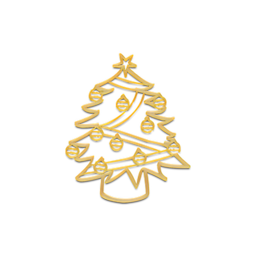 Elegant Black Christmas Tree Wallpaper with Golden Outline and Ornaments