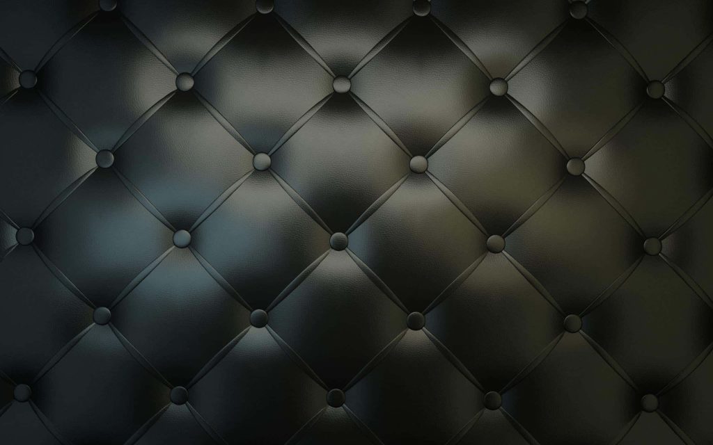 Luxurious black leather wallpaper with tufted diamond pattern and elegant 3D button accents