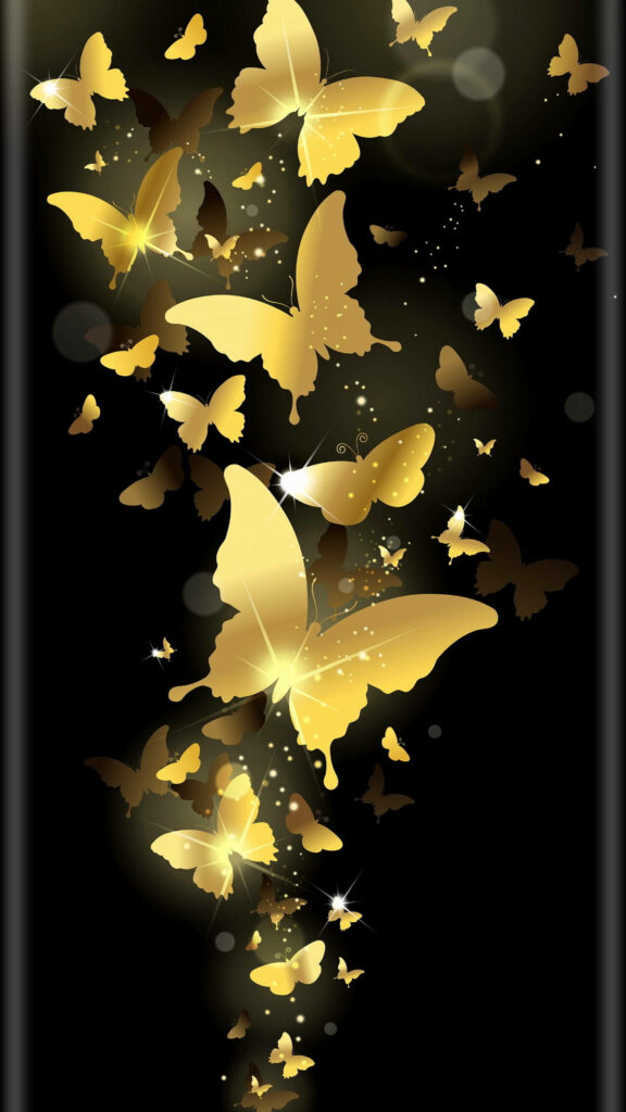 Elegant Gold Butterflies Wallpaper for iPhone 12 Pro Max