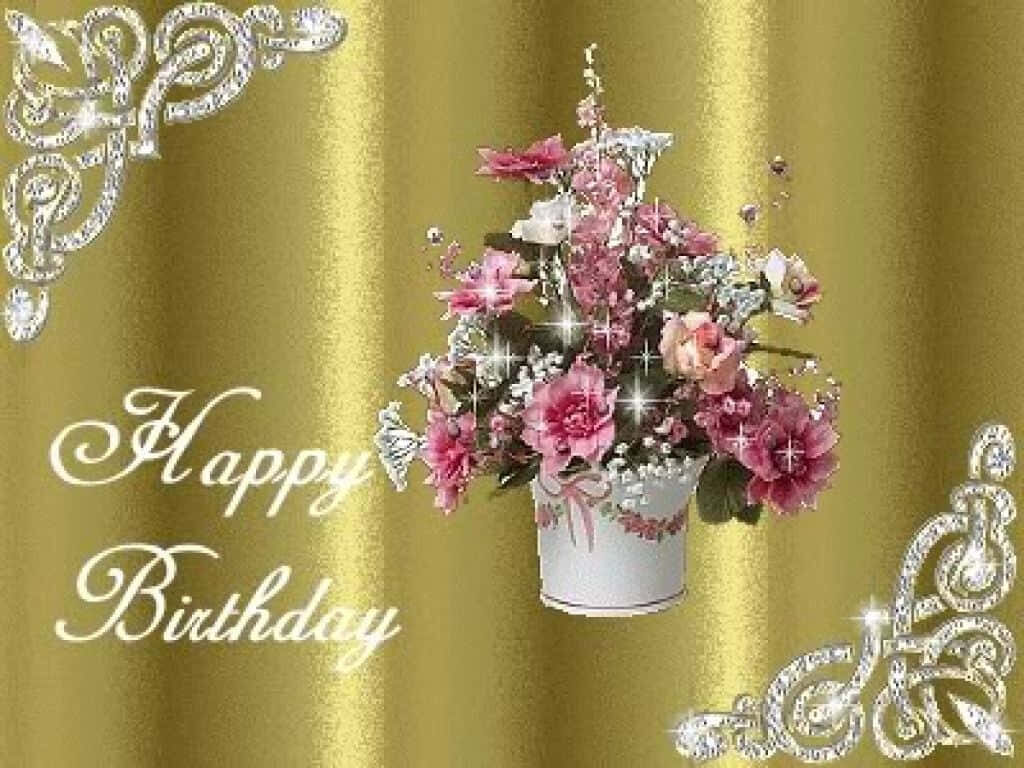Luxurious Gold Floral Birthday Wallpaper with Elegant Designs