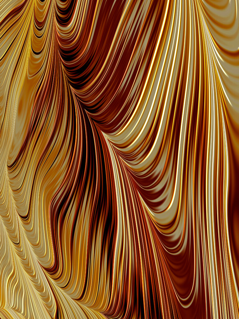 Luxurious Gold Metallic Wallpaper with Wavy Patterns - Elegant Background