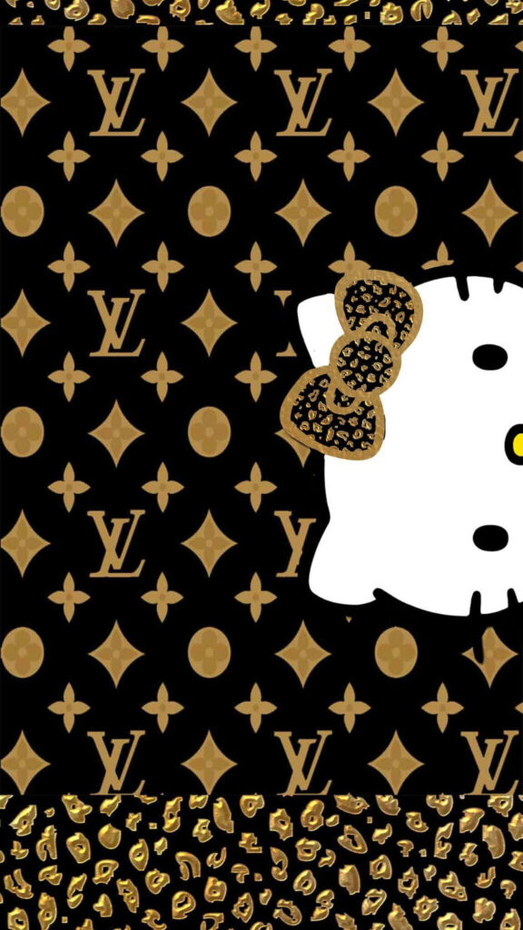 Stylish Hello Kitty Wallpaper with Elegant Louis Vuitton Design