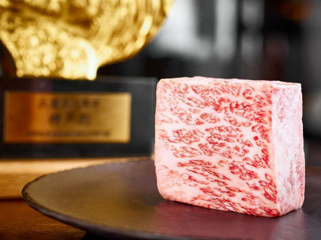 Elegant Kobe Beef on Dark Plate - Stunning Wallpaper Background