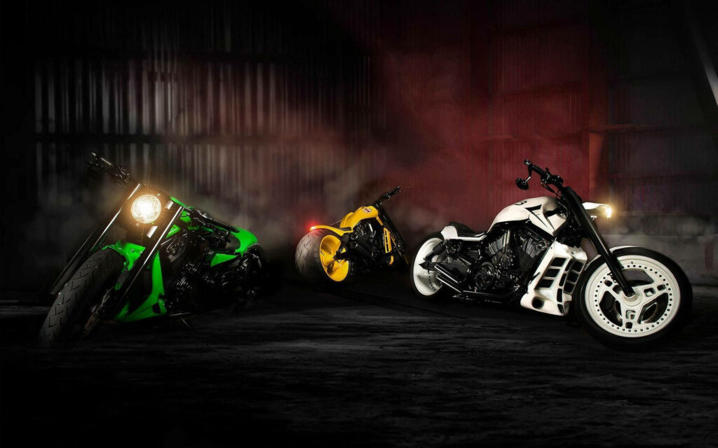Stylish Luxury Motorcycles HD Wallpaper in Industrial Setting