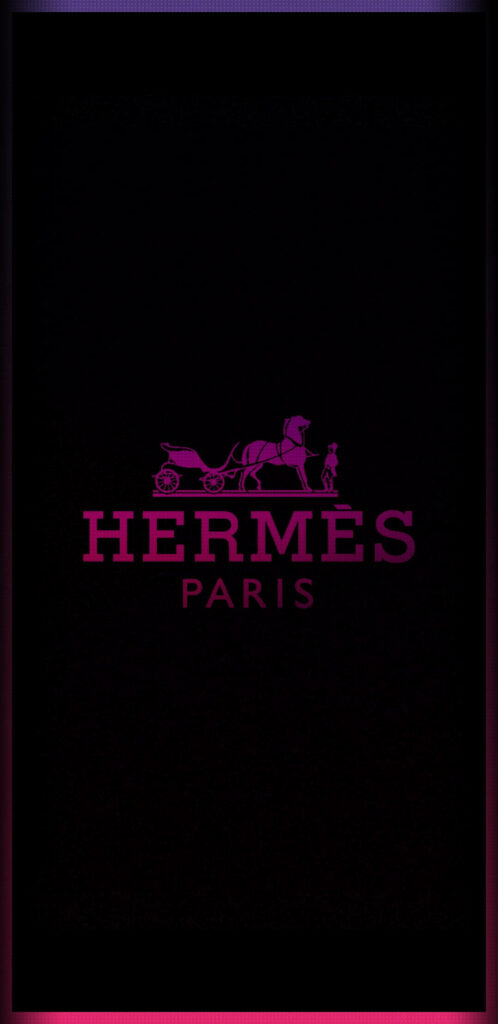 Pink Hermes logo with gradient on dark background luxury modern wallpaper design