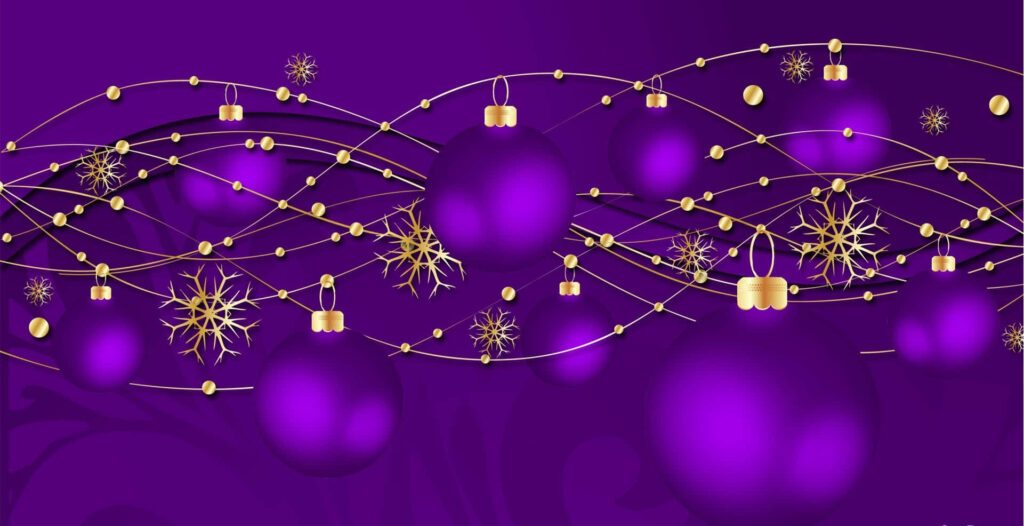 Luxurious Purple Christmas Wallpaper with Elegant Gold Accents
