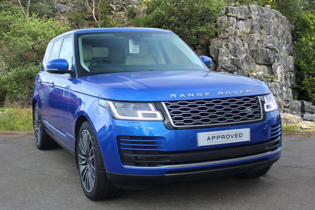 Luxury Range Rover Wallpaper: Elegant SUV in Stunning Blue Background