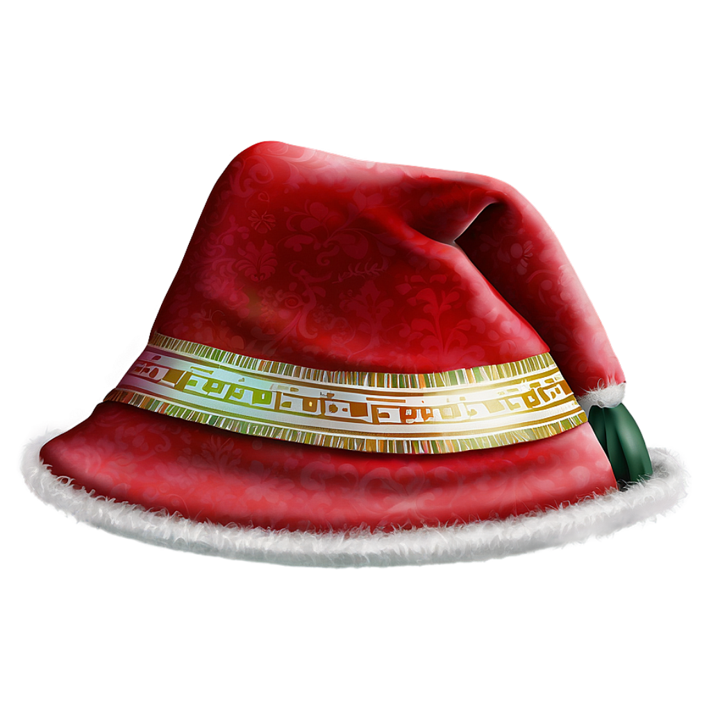 Luxurious Red Christmas Hat Wallpaper with Golden Band & White Fur