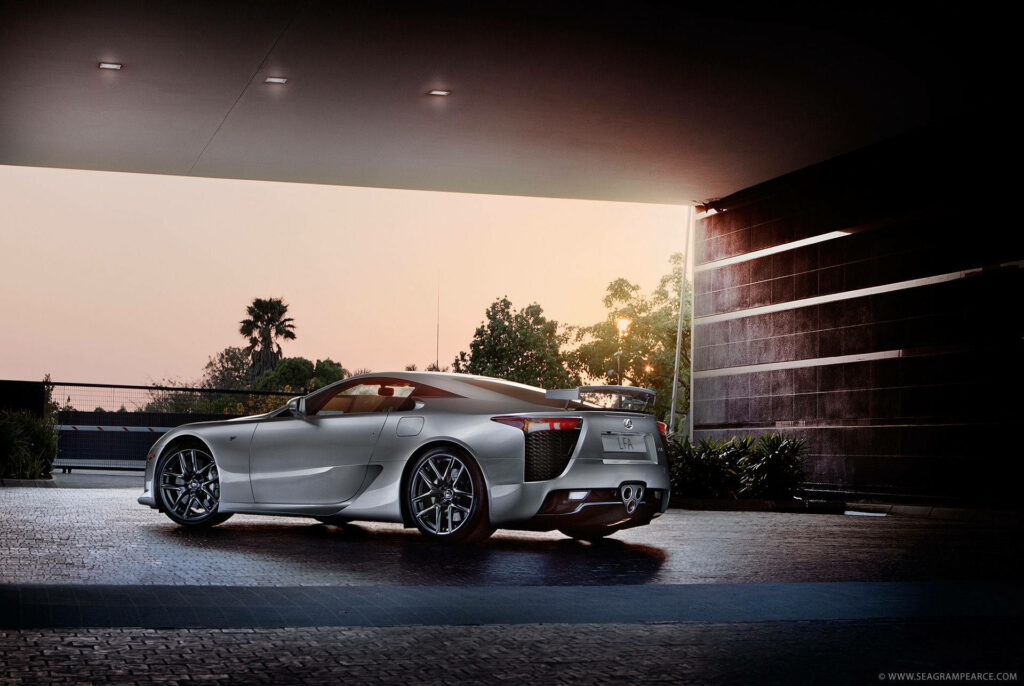 Luxury Silver Lexus LFA Wallpaper - Elegant Design at Sunset