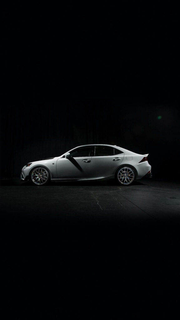 Luxury Coupe Elegance: White Lexus Gracefully Captured in an iPhone-Friendly Dark Space Wallpaper
