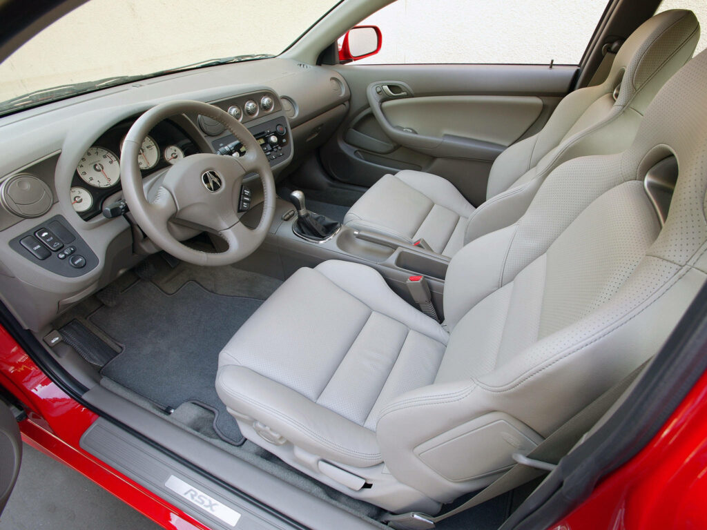 Luxurious Red Acura NSX Interior: Light Gray Leather & Elegant Design Wallpaper