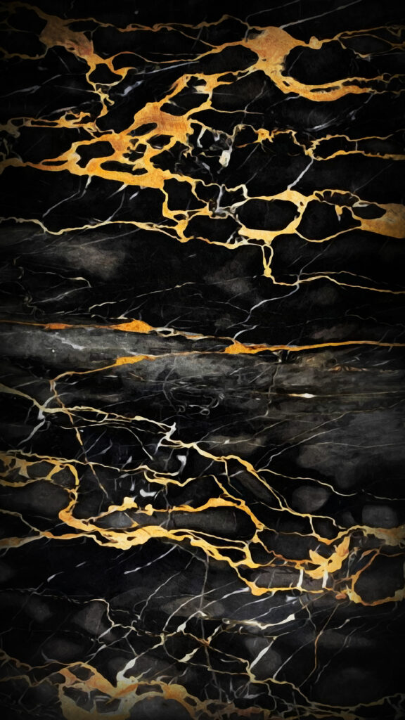 Elegant Abstract Black & Gold Wallpaper with Textured Marble Design