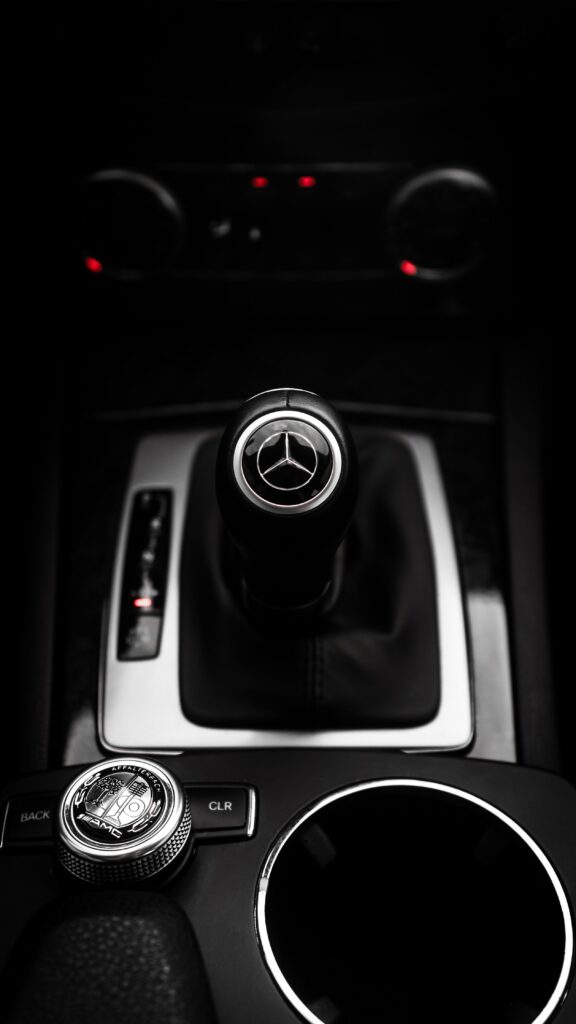 Luxury Mercedes-Benz Gear Shift Close-Up: Precision & Elegance Wallpaper