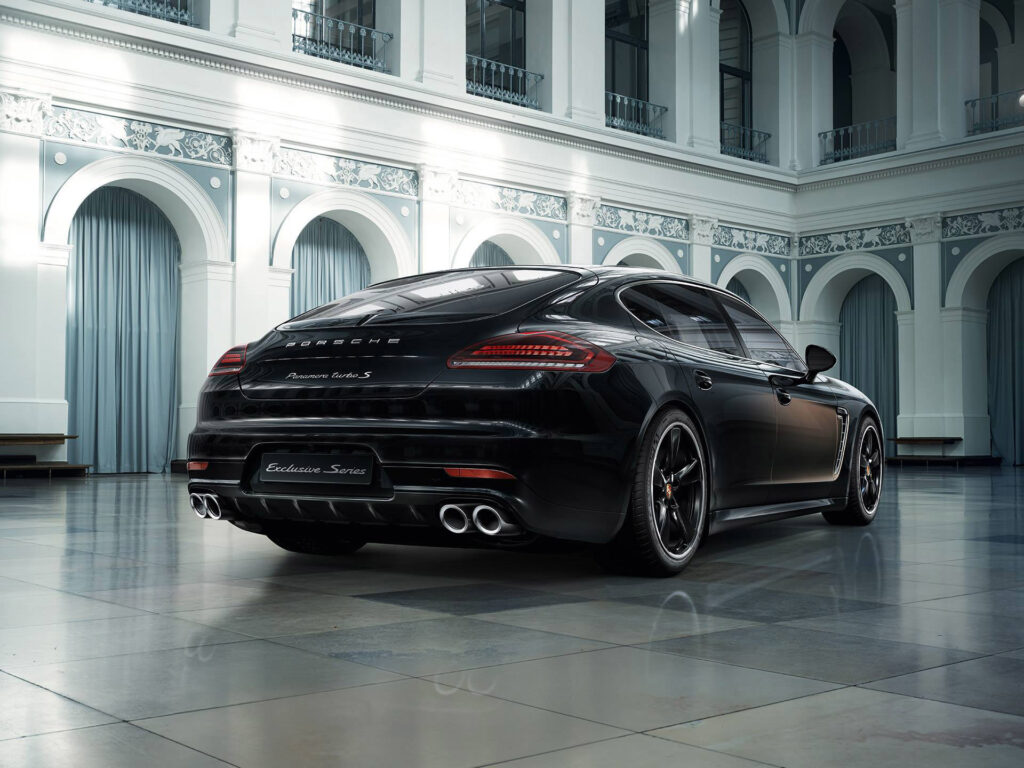 Porsche Panamera Turbo S: Elegant Indoor Showcase of Luxury Design Wallpaper