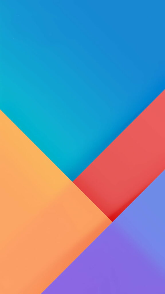 Colorful geometric MIUI 9 wallpaper with vibrant overlapping blue orange red and purple blocks