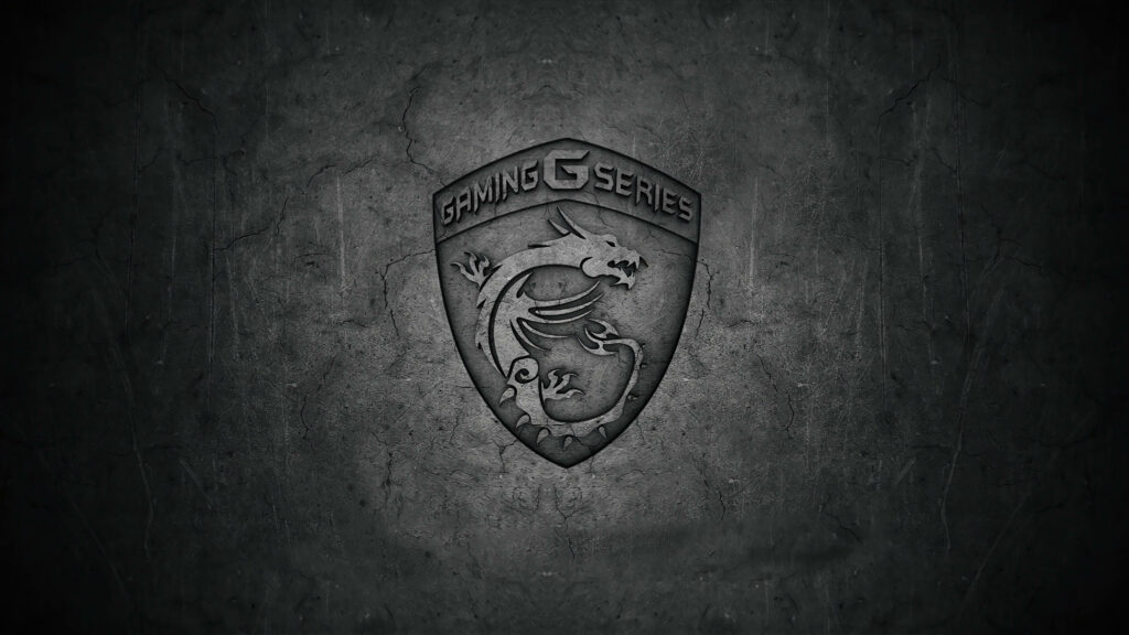 MSI Gaming G Series Logo: Aggressive Dragon Emblem on Dark Textured Background Wallpaper