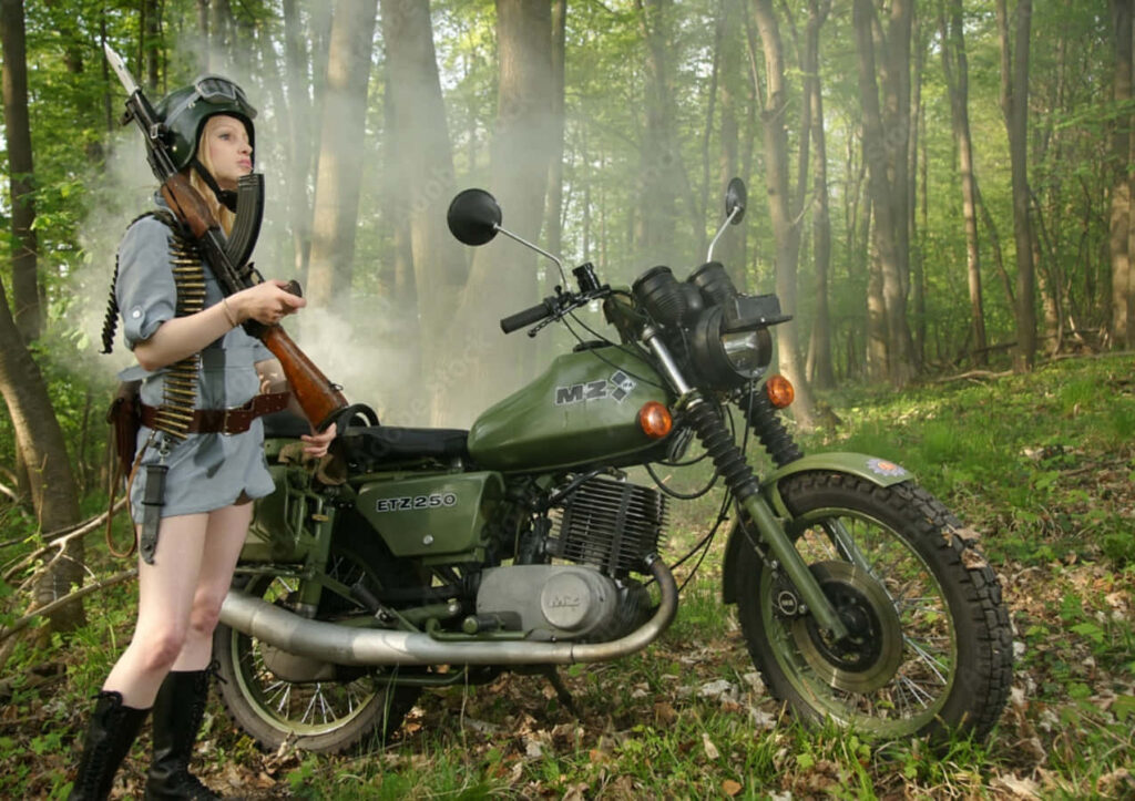 Serene Forest MZ Motorcycle Wallpaper: Adventure & Mystery