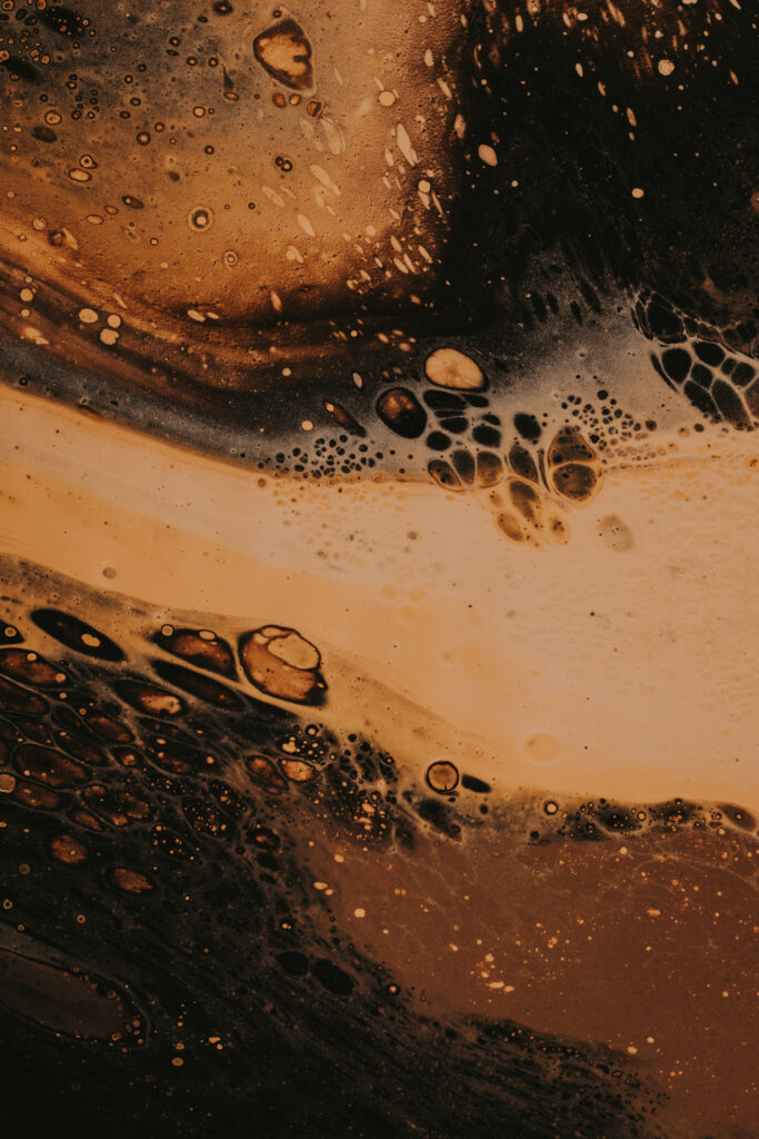 Abstract Macro Wallpaper: Swirling Brown & Black Liquid Art Background