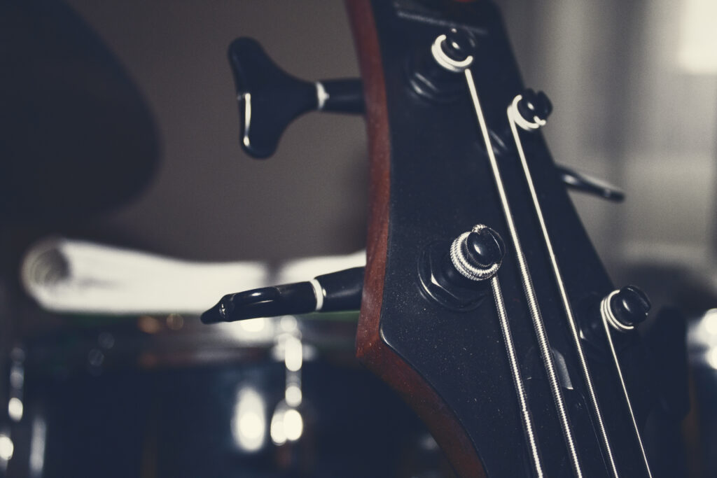 Close-Up Guitar Headstock Wallpaper: Strings, Tuning Pegs & Craftsmanship