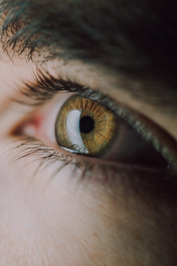 Macro Close-Up of Intricate Greenish-Brown Eye Iris - Wallpaper