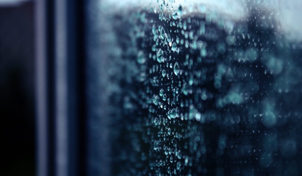 Serene Raindrop Macro Wallpaper: Soft Shadows on Glass Surface