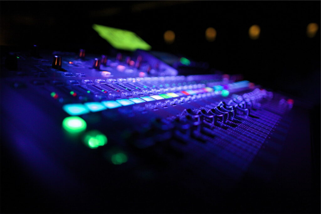 Macro Shot of Gray Audio Mixer: The Technology Behind DJ Equipment Wallpaper