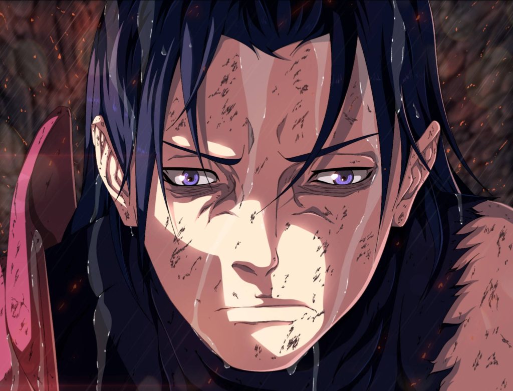Madara Uchiha intense anime wallpaper scarred face long dark hair purple Rinnegan eyes phone background