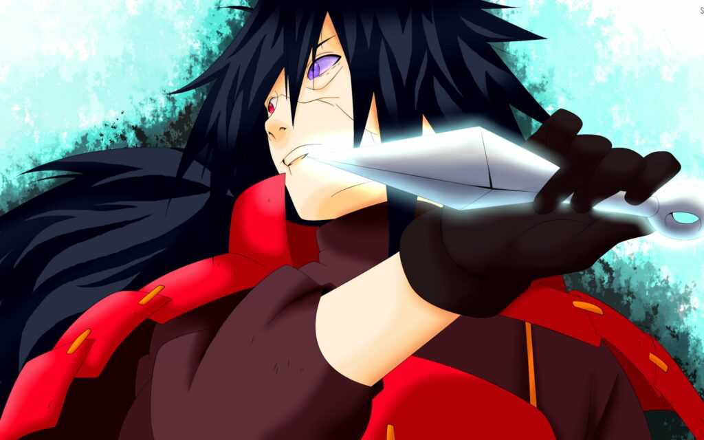 Slicing through Reality: Madara Uchiha's Rinnegan Mastery - Spectacular Manga Artwork HD Wallpaper