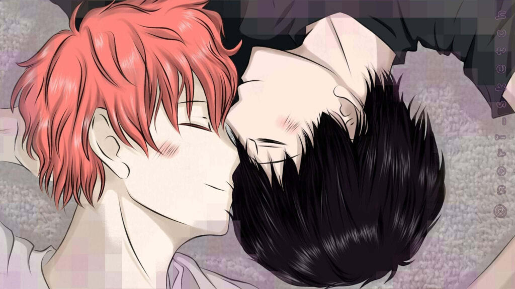 Endearing Anime Duo: Mafuyu and Ritsuka, Embracing Harmony in a Serene Setting Wallpaper